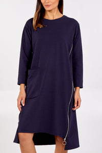 Asymmetric Long Zip Dress